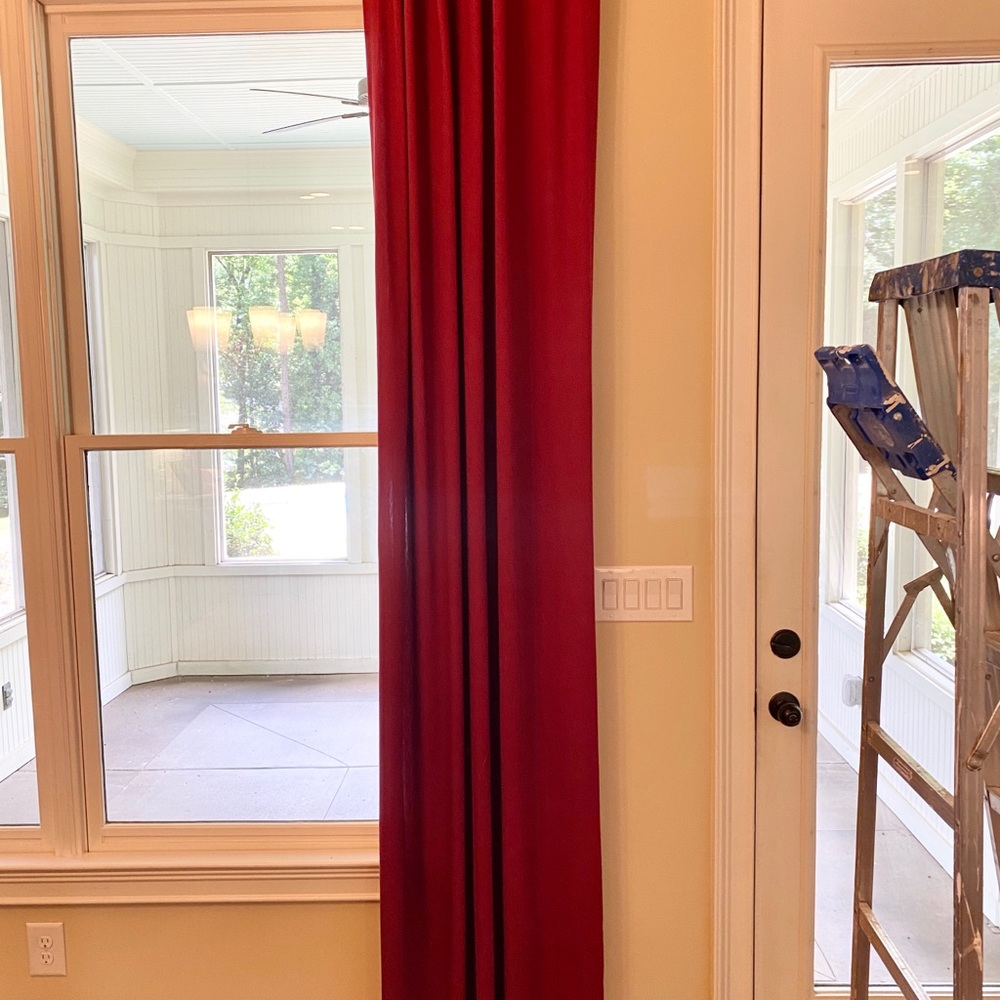 108” long dark red lined curtains
